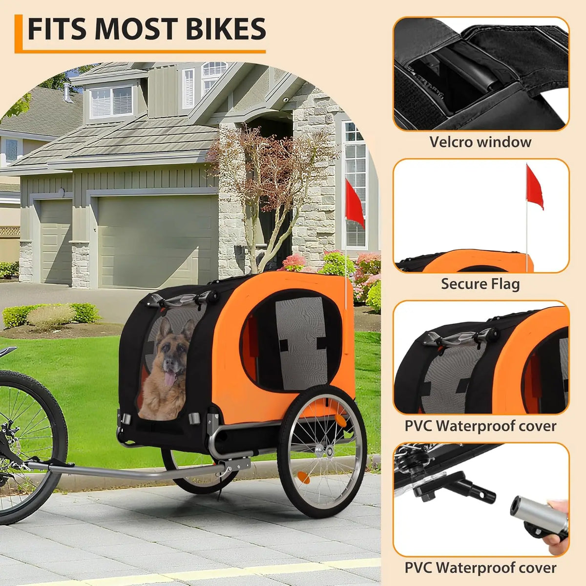 TWISTER CK Foldable Dog Bike Trailer Pet Bicycle Carrier