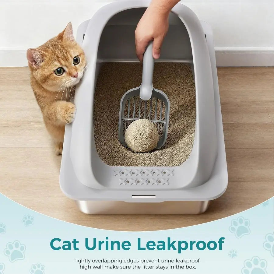Stainless Steel Cat Litter Box With Lid For Easy Cleaning