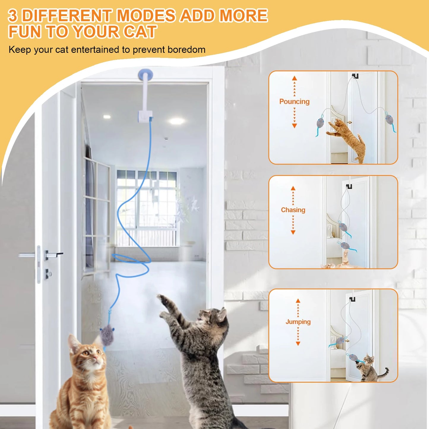 Electronic Teaser Self Play Feather Cat String Toy With Catnip Mice