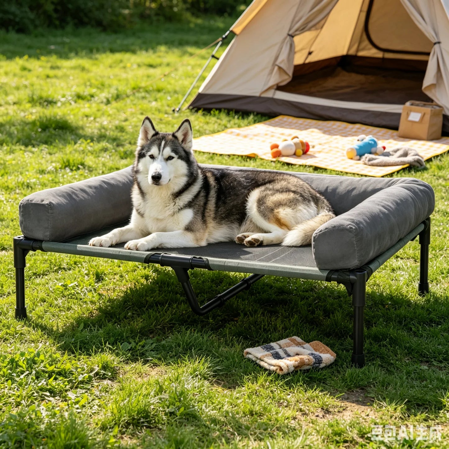 BINGOPAW Elevated Outdoor Indoor Dog Bed Breathable Mesh With Plush Bolster