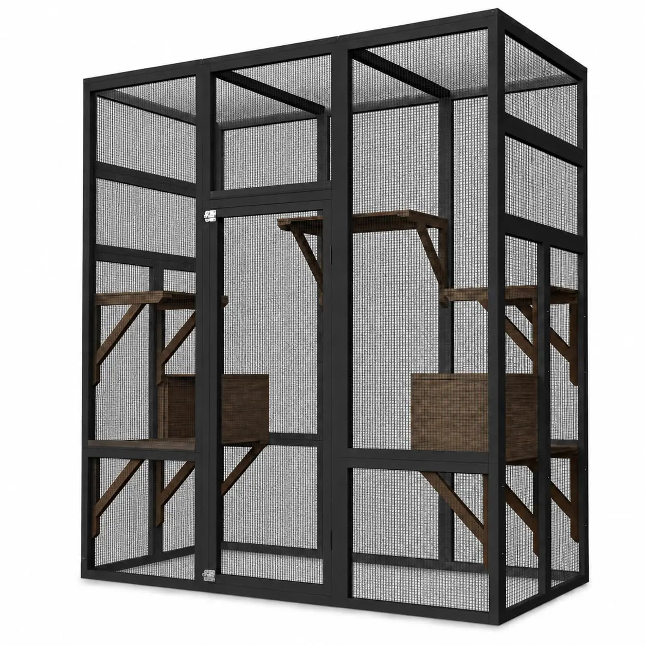 HiMISS Outdoor Cat Enclosure Catio Wood House With UV Roof And Platforms