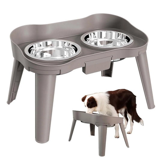 Elevated Stainless Steel Dog Feeder Bowl Non Slip No Spill