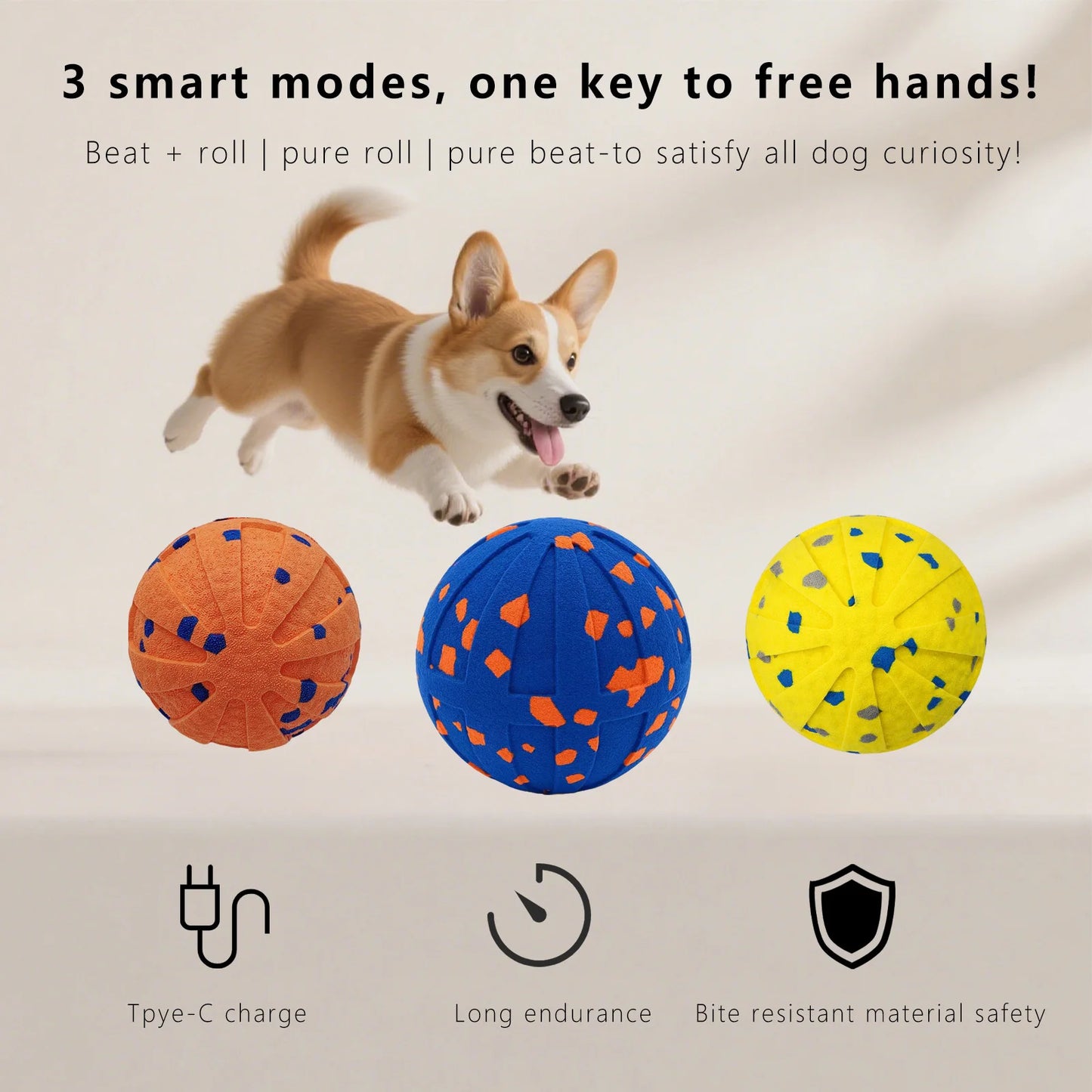 Booteely Interactive Smart Dog Ball Automatic Moving Toy
